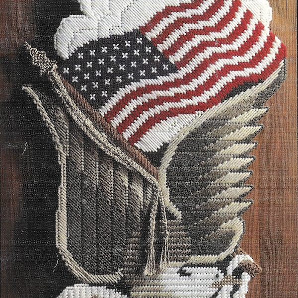 Vintage Plastic Canvas Large Patriotic Eagle Door Decoration Pattern, PDF Download, Instant Access