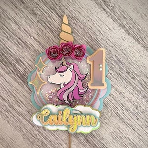 Unicorn birthday cake topper with shaker | 3D cake topper (DIGITAL SVG FILE)