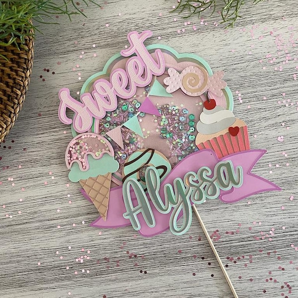 Gâteau Candyland | Topper gâteau sucré | Topper gâteau 3D avec shaker | Fichier SVG NUMÉRIQUE