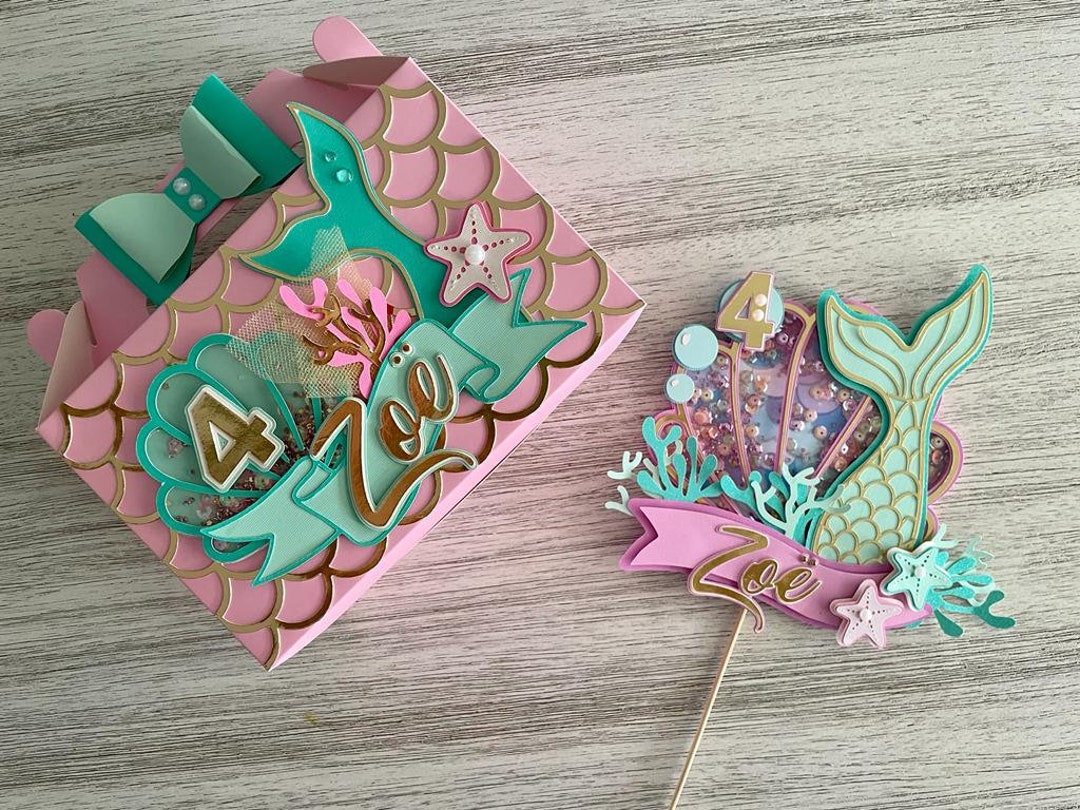 Mermaid Cake Topper and Gable (favor) Box | DIGITAL SVG DOWNLOAD - Etsy