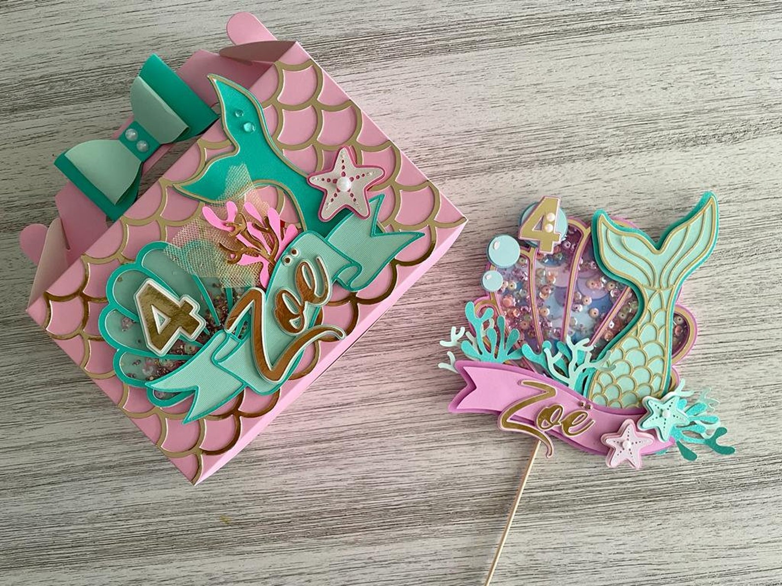 Mermaid Cake Topper and Gable (favor) Box | DIGITAL SVG DOWNLOAD - Etsy