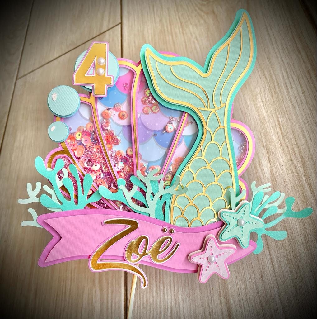 Mermaid Cake Topper and Gable favor Box DIGITAL SVG | Etsy UK