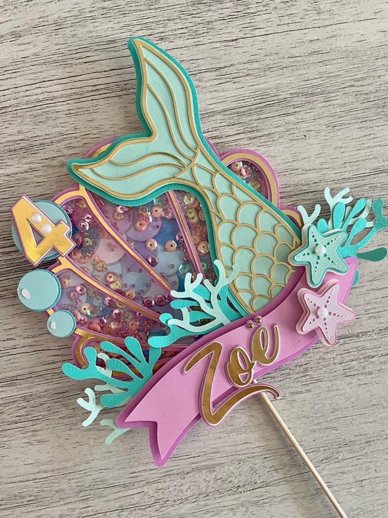 Mermaid Cake Topper and Gable favor Box DIGITAL SVG - Etsy Canada