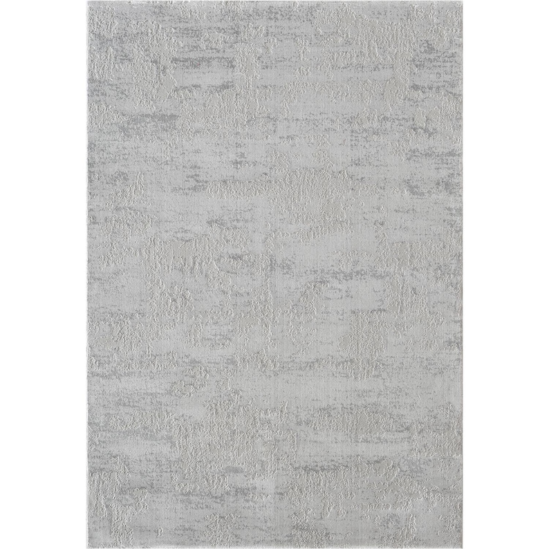 May include: A rectangular, light gray rug with a textured, distressed design. The rug's surface has a mottled appearance with variations in tone, creating a subtle, abstract pattern. The rug is suitable for living rooms, bedrooms, or entryways.