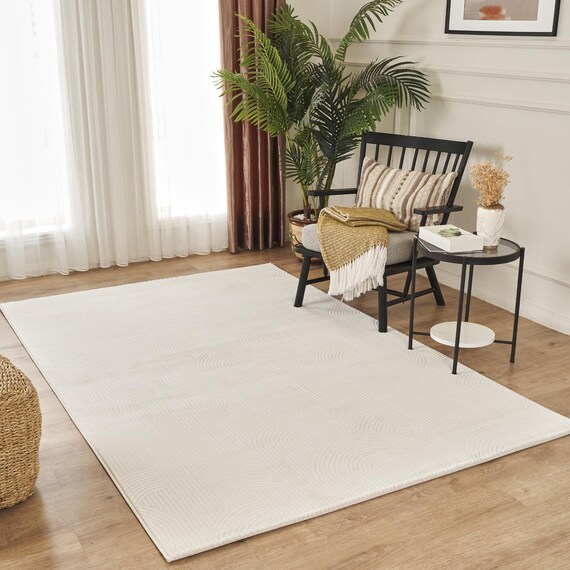 Designer Teppich Wohnzimmer Modern  Cream