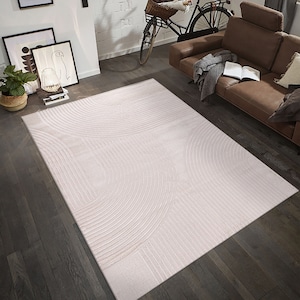 Designer Living Room Carpet Scandi Design Modern Beige Cream