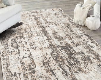 Designer Carpet Abstract Pattern Modern Grey Beige