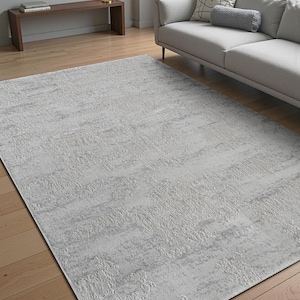 Designer vloerkleed met korte pool voor de woonkamer, abstract vloerkleed Galya, L. Grey.