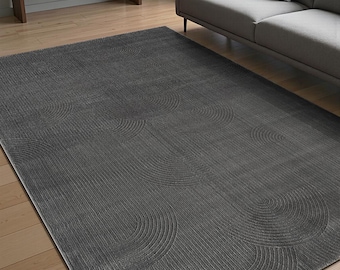 Designer rug, living room rug, checkered pattern, rectangular, modern, anthracite