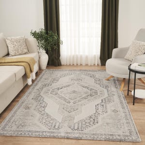 Designer vloerkleed met korte pool Richmond Vintage vloerkleed Orient Crème Grijs