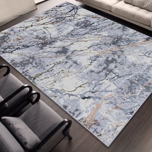 Carpetilla Senfony Short Pile Designer Carpet Marble Effect Grey/Beige