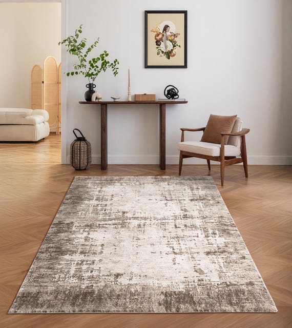 Designer Wohnzimmer Teppich Abstrakte Musterung Modern Beige-Vizon