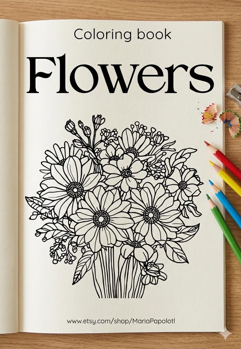 Flower Booklet.pdf Flower Coloring Book Printable PDF, 100 Flowers Pages for Adults and ...