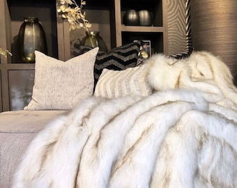 Ecological handmade Faux Fur Blanket Bedspread Throw | Premium Fake Fur | Beige blanket | Throw Blanket | Minky blanket | Faux Fur Throw