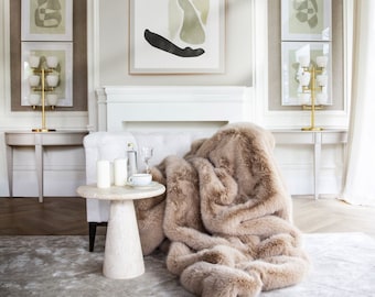Luxus Kunstfell Decke | Tagesdecke | Sehr weiche Kunstfell Decke | Hochzeitsgeschenk | Chinchilla Kunstfell Decke | Hochzeitsgeschenk