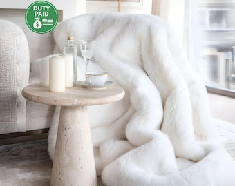 Handgefertigte Kunstfell Decke – Luxuriöser Öko Öko Überwurf & Tagesdecke für Sofa, Bett, Schlafzimmer, Wohnzimmer | Zollgebühren und Steuern inbegriffen