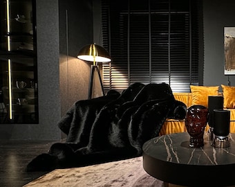 Handgefertigte Kunst Chinchilla Pelz Decke - Doppelseitiger Samt Überwurf