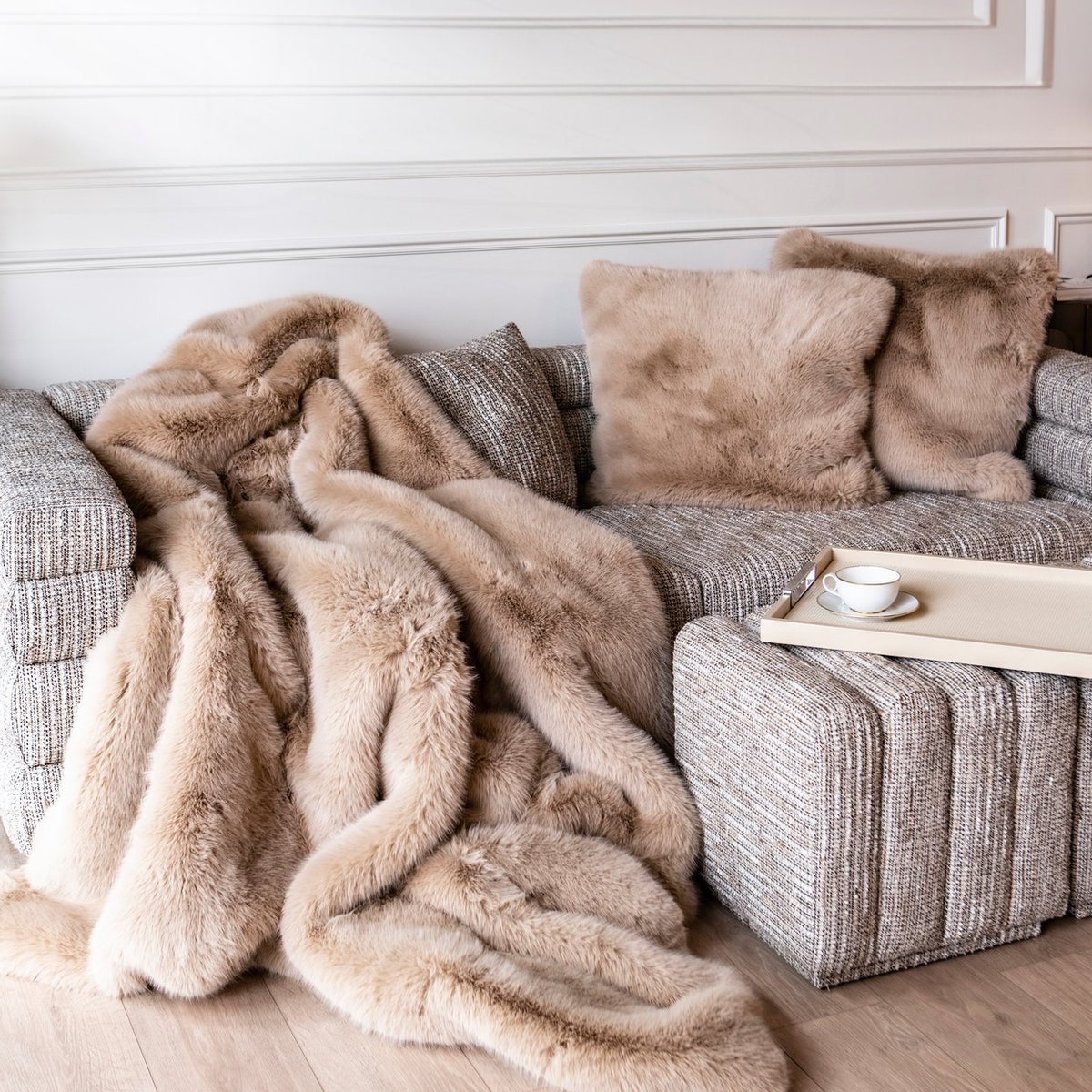 Luxury Faux Fur Throw Blanket - Handmade | Chinchilla Fur | Weighted Blanket - Ecological and Super Soft Blanket - Etsy