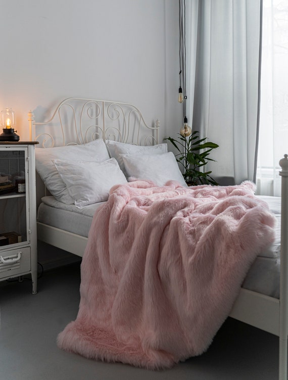 Pink Fur Blanket for Your Classy Bedroom Exclusive Stylish Etsy