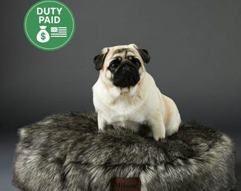 Ovales Plüsch-Hundebett - Anti-Angst-Kunstpelz, Orthopädischer Memory-Schaumstoff