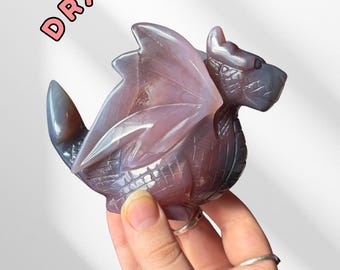 Mozambique Agate Dragon Crystal Carving