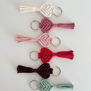 Macrame Heart Keychain | Boho Cotton Tassel Bag Charm, Handmade UK
