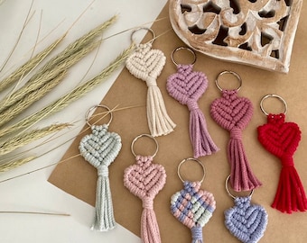 Mini macrame keychain/ heart keyring / bag accessories