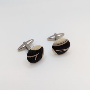Designer Fabric Cufflinks: Handmade Stainless Steel Groomsmen Gift