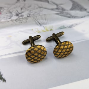 Gold checkered cufflinks, Handmade Cufflinks, Groomsmen Gift,  Groom Wedding Cufflinks, Unique Cuff links, Christmas Gift, Gifts for him