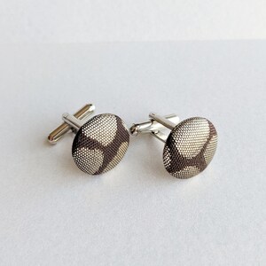 Unique beige-brown cufflinks made of designer fabric, Gift for Him, Groomsmen Gift, Cufflinks for Groom, Father of the Bride, Cuff links Dad