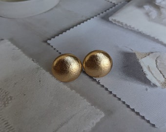 Shiny Gold Fabric Earrings: Hypoallergenic Studs, Lightweight Dainties