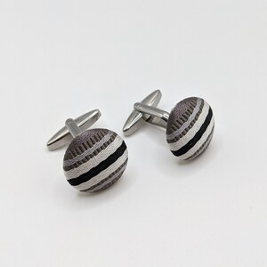 Handmade Stripe Cufflinks: Stainless Steel Groomsmen Gift