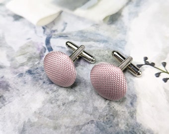 Unique blush pink cufflinks made of designer fabric, Gift for Him, Groomsmen Gift, Cufflinks for Groom, Father of the Bride, Cuff links Dad
