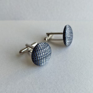 Silver and blue Cufflinks, Handmade Cufflinks, Groomsmen Gift,  Groom Wedding Cufflinks, Unique Cuff links, Christmas Gift, Gifts for him