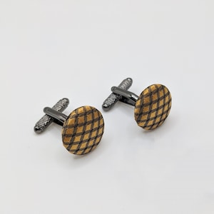 Gold checkered cufflinks, Handmade Cufflinks, Groomsmen Gift,  Groom Wedding Cufflinks, Unique Cuff links, Christmas Gift, Gifts for him