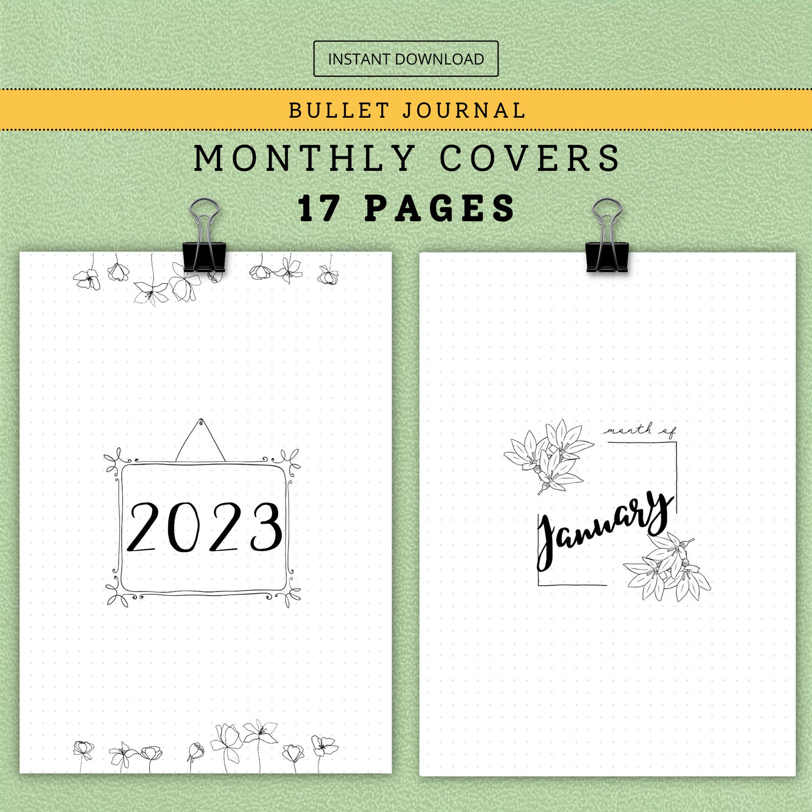 MONTHLY COVERS 2023 for Bullet Journal Kit Bujo Starter Kit Etsy