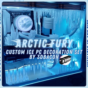 custom ICE pc set Arctic Fury, ice themed decoration for your customizable pc, icycles, stalactites, aio combs, ice decor