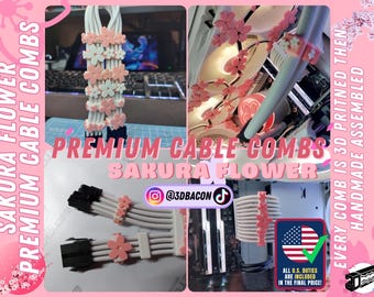 Sakura themed premium cable combs customizable design, hand-assembled