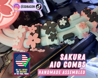 Sakura themed premium custom AIO combs hand-assembled, customizable design