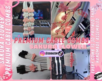 Sakura themed premium cable combs customizable design