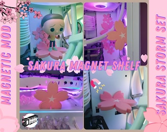 Sakura Magnet and Shelf for PC with a super versatile and customizable sakura blossom theme - SAKURA STORM set / cherry blossom magnets