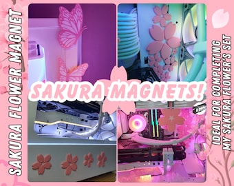 Sakura blossom and butterfly magnets totally customizable as you like - SAKURA STORM set / cherry blossom flower magnets