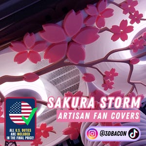 Sakura cherry blossom fan cover magnetic, HANDMADE assembled and customizable