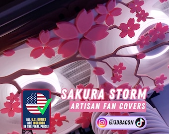 Sakura cherry blossom fan cover magnetic, HANDMADE assembled and customizable