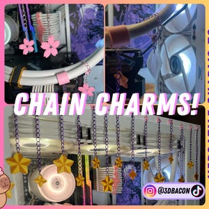 Breloques de chaîne PC mod personnalisé | Accessoires PC personnalisables et uniques pour egirl rose sur le thème de Sakura