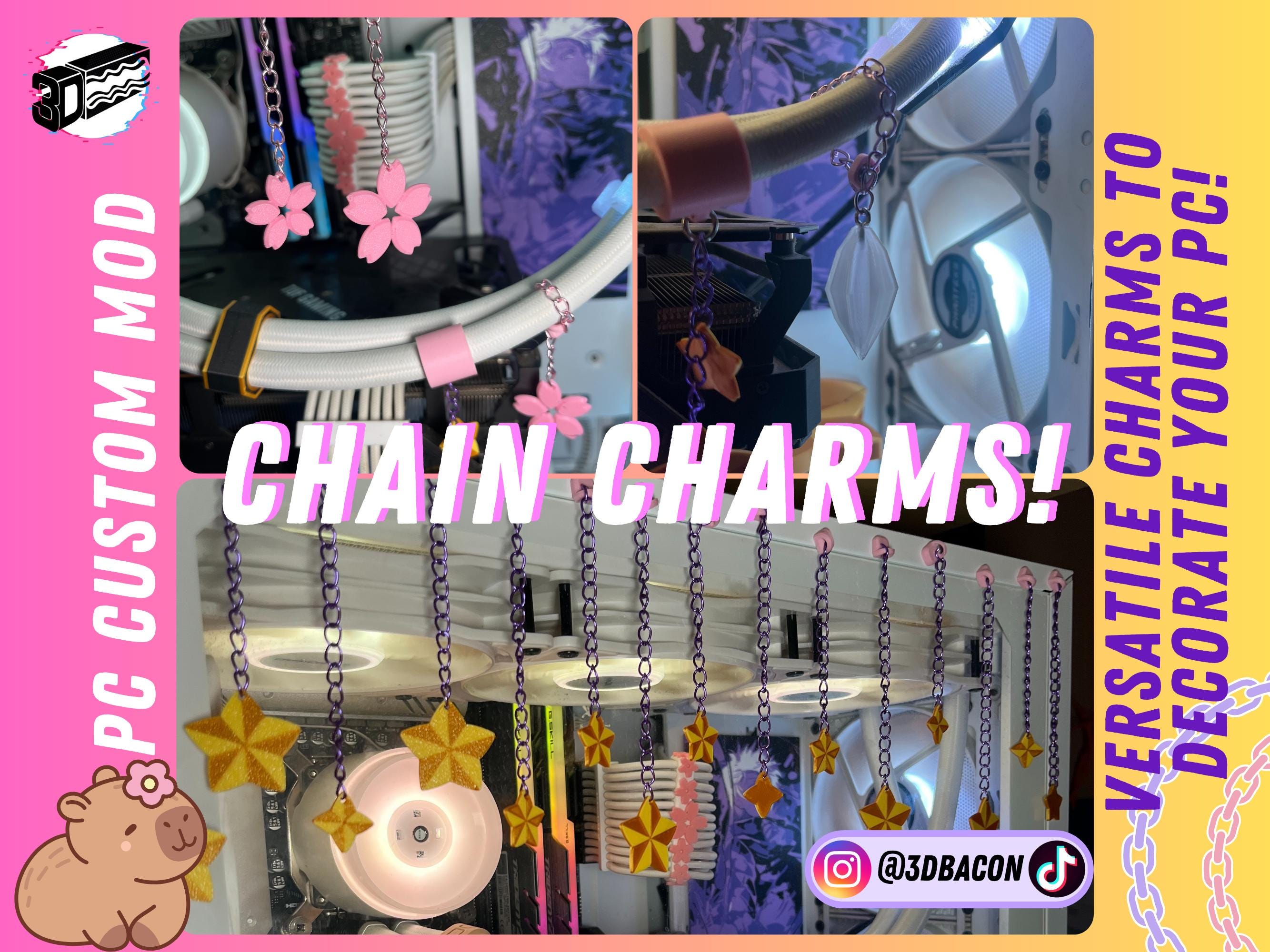 PC chain charms custom mod | customizable unique egirl pink setup pc accessories sakura themed