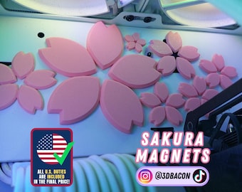 Sakura blossom and butterfly magnets, fully customizable