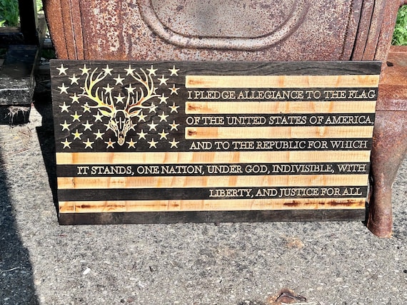 Deer Skull Pledge of Allegiance Flag | Pledge of Allegiance Flag | Profile Outlines for CNC Router | Vectric | Vcarve | Aspire | DIY Flags