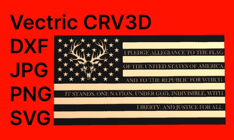 Hjortskalle-flagga för trohetsed | Flagga för trohetsed | Profilkonturer för CNC-fräs | Vectric | Vcarve | Aspire | DIY-flaggor bild 5