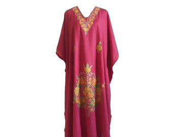 Kaftans, Embroidered Kaftan, Kashmiri Kaftan, Minimalist Kaftan, Kaftan Dress, Crush Cotton Kaftan, Boho Shirt, African Dress, Beach Dress